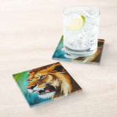 Roaring Lion Side Posed Portrait-57566 Glasuntersetzer (Schrägansicht)