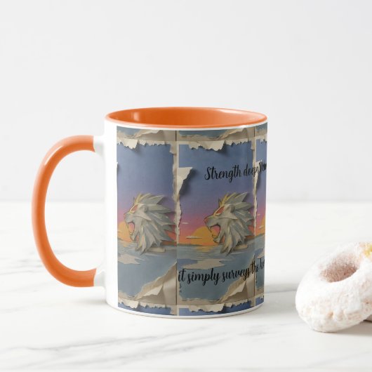 Roaring Lion Sunrise Papercut Mug Tasse (Mit Donut)