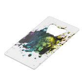 Roaring Lion und Regenbogen Abstrakt Kreditkartenflaschenöffner (Vorderseite Schrägansicht)