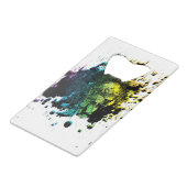 Roaring Lion und Regenbogen Abstrakt Kreditkartenflaschenöffner (Rückseite Schrägansicht)