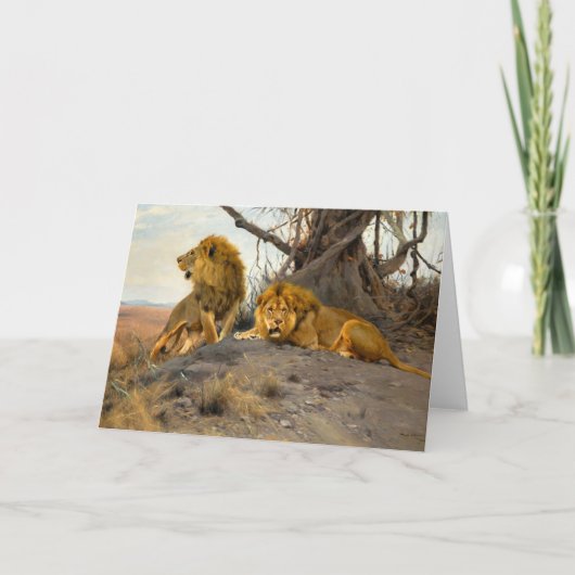 Roaring Lions | Wilhelm Kuhnert Karte (Vorderseite)