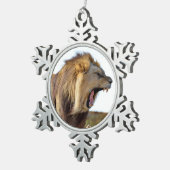 Roaring Löwe voller Zähne Schneeflocken Zinn-Ornament (Rechts)