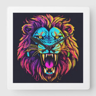"Roaring Majesty Tiger Face Wall Clock" Quadratische Wanduhr