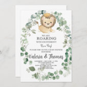 Roaring mit Spannung Lion Babydusche einladen. Einladung (Vorne/Hinten)