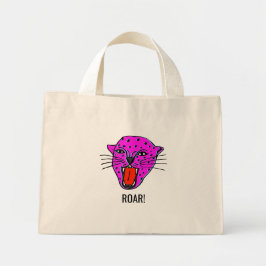 Roaring Panther Tote Bag - Fett Pop Art Style Mini Stoffbeutel