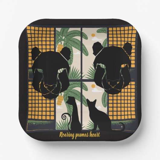 Roaring Pumas Hearts Pappteller (Vorderseite)