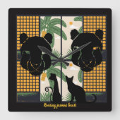 Roaring Pumas Hearts Quadratische Wanduhr (Vorderseite)