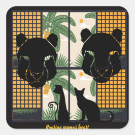Roaring Pumas Hearts Quadratischer Aufkleber