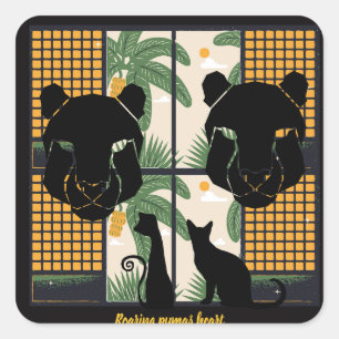 Roaring Pumas Hearts Quadratischer Aufkleber