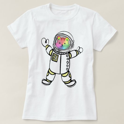 Roaring Rainbow Astro Kitty Cat Astronaut T-Shirt (Design vorne)