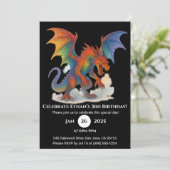 Roaring Rainbow Dragon Birthday Einladung (Stehend Vorderseite)