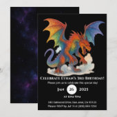 Roaring Rainbow Dragon Birthday Einladung (Vorne/Hinten)