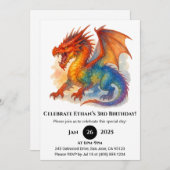 Roaring Rainbow Dragon Birthday Einladung (Vorne/Hinten)