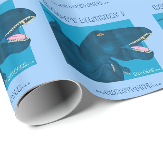 Roaring Rex (Geburtstag) Geschenkpapier (Rolleneckpunkt)