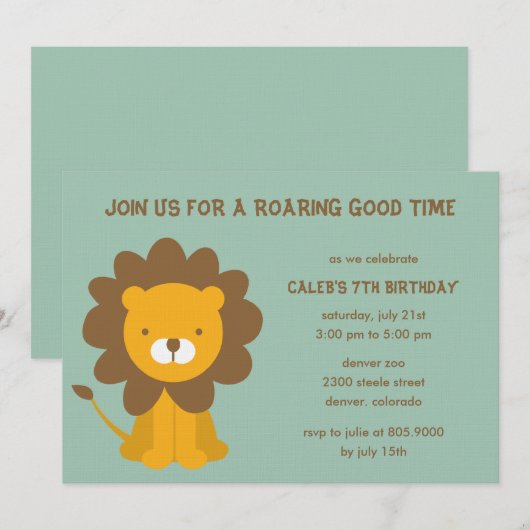 Roaring Spaß Geburtstagsparty Einladung (Vorne/Hinten)