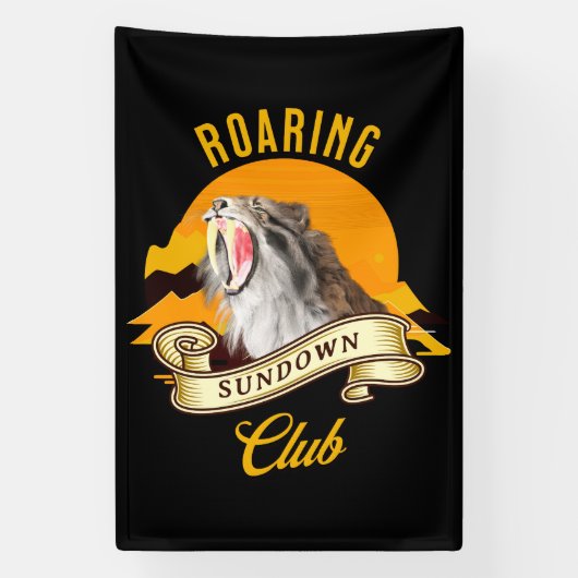 Roaring Sundown Club Saberzahntiger Banner (Vertikal)