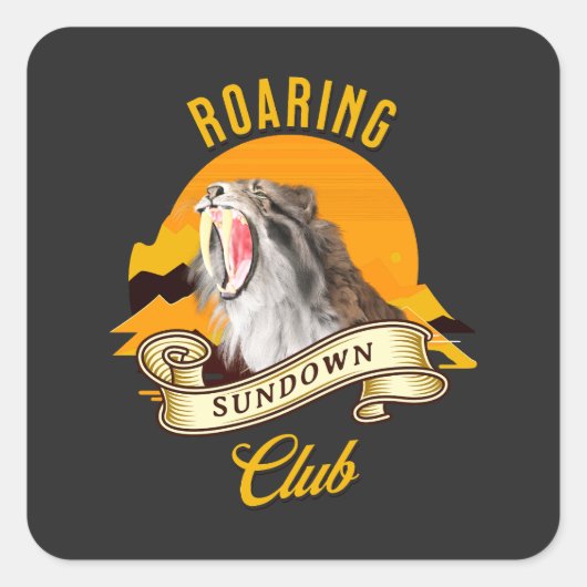 Roaring Sundown Club Saberzahntiger Quadratischer Aufkleber (Vorderseite)