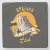Roaring Sundown Club Saberzahntiger Steinuntersetzer (Vorderseite)