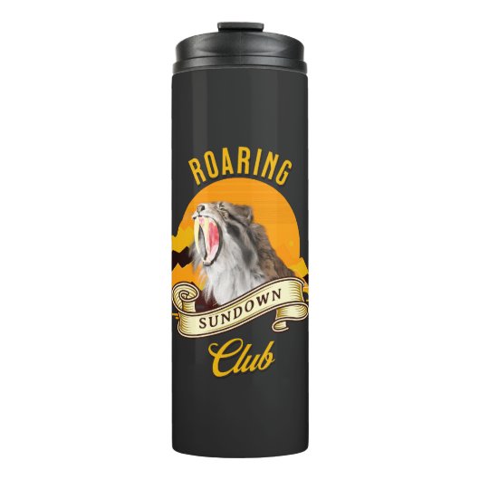 Roaring Sundown Club Saberzahntiger Thermosbecher (Vorderseite)