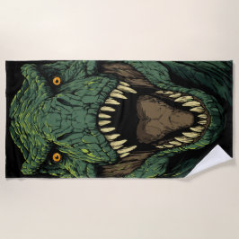 Roaring T-Rex Close-Up – Fierce Dinosaur Art Strandtuch