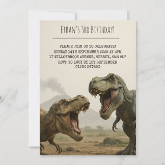 Roaring T-Rex Duo am realistischen Geburtstag Einladung