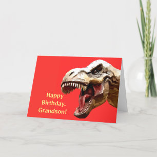 ROARING T-REX GRANDSON BIRTHDAY CARD DANKESKARTE