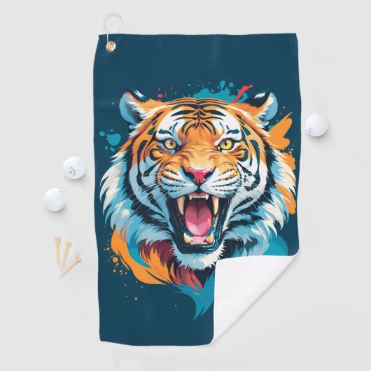 Roaring Tiger Face Golfhandtuch (Insitu)