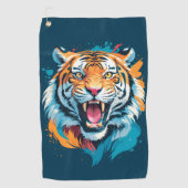 Roaring Tiger Face Golfhandtuch (Vorderseite)