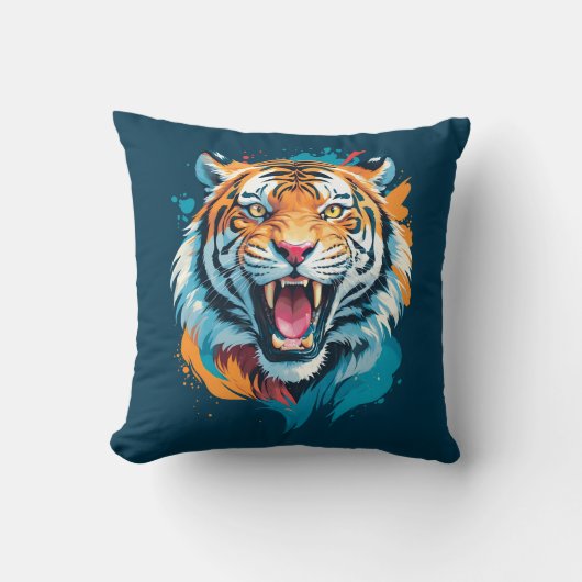 Roaring Tiger Face Kissen (Vorderseite)