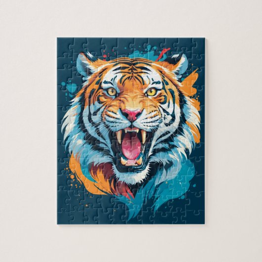 Roaring Tiger Face Puzzle (Vertikal)