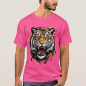 Roaring Tiger Face Vector Illustration T-Shirt (Vorderseite)