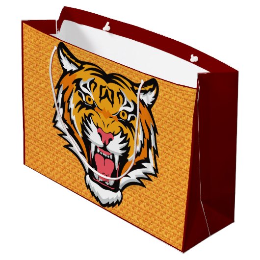 Roaring Tiger Head-25818 Reiseumarmung Große Geschenktüte (Rückseite Schrägansicht)