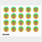 Roaring Tiger Head-25818 Reiseumarmung Runder Aufkleber (Blatt)