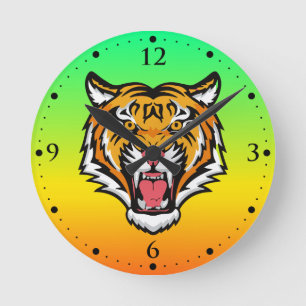 Roaring Tiger Head-25818 Runde Wanduhr