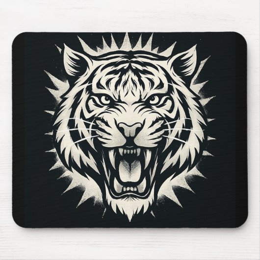 Roaring Tiger Head Illustration Mousepad (Vorne)