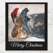 Roaring Tiger mit einer Weihnachtsmannmütze Weinetikett (Einzelnes Label)