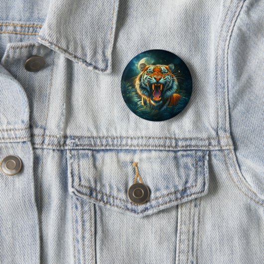 Roaring Tiger Moonlit Dschungel Button (Beispiel)