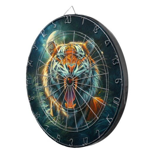 Roaring Tiger Moonlit Dschungel Dartscheibe (Vorderseite rechts)
