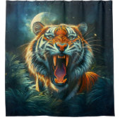 Roaring Tiger Moonlit Dschungel Duschvorhang (Vorderseite)
