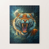 Roaring Tiger Moonlit Dschungel Puzzle (Vertikal)