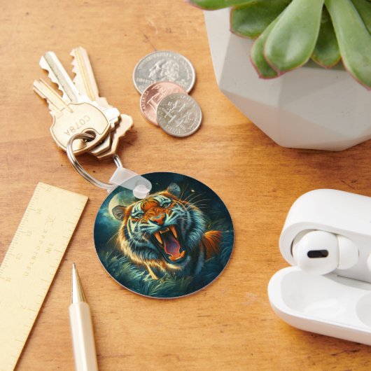 Roaring Tiger Moonlit Dschungel Schlüsselanhänger (Schreibtisch)