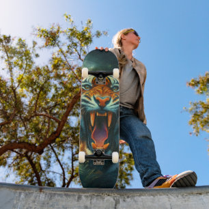 Roaring Tiger Moonlit Dschungel Skateboard