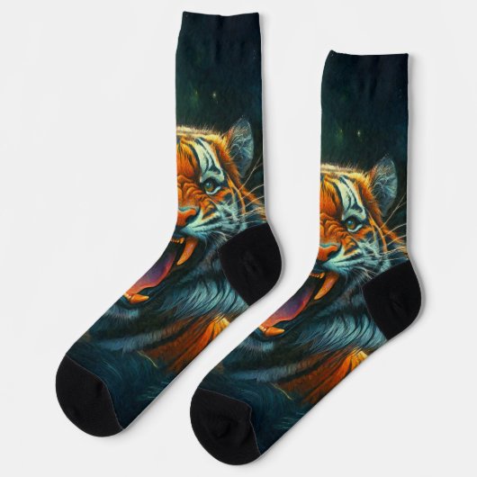 Roaring Tiger Moonlit Dschungel Socken (Linkes Detail)