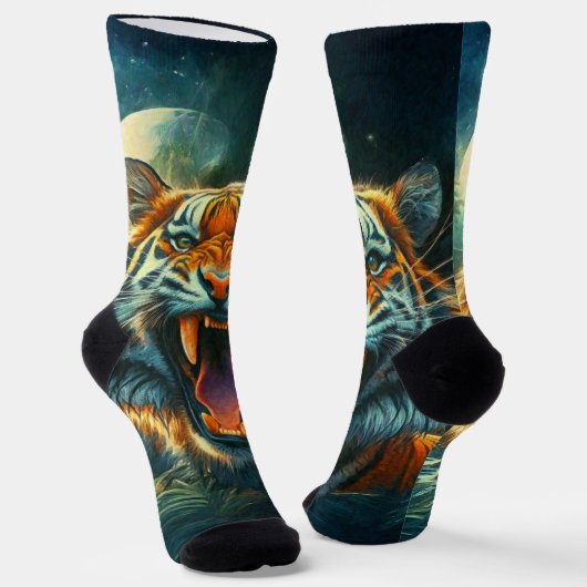 Roaring Tiger Moonlit Dschungel Socken (Gewinkelt)