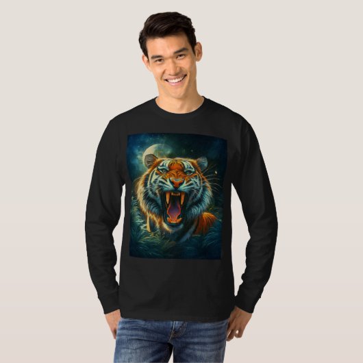 Roaring Tiger Moonlit Dschungel T-Shirt (Vorne ganz)