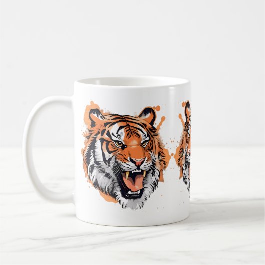 Roaring Tiger Portrait. Kaffeetasse (Links)