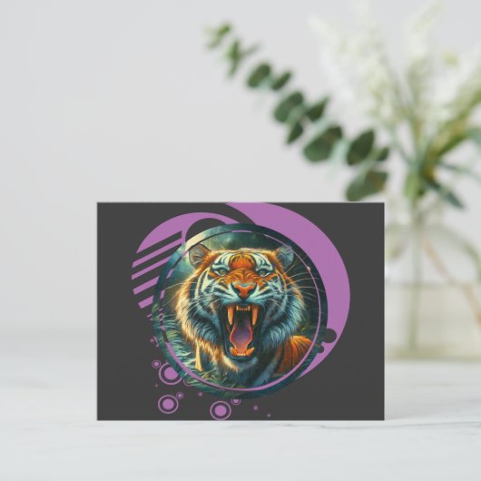 Roaring Tiger Postkarte (Stehend Vorderseite)