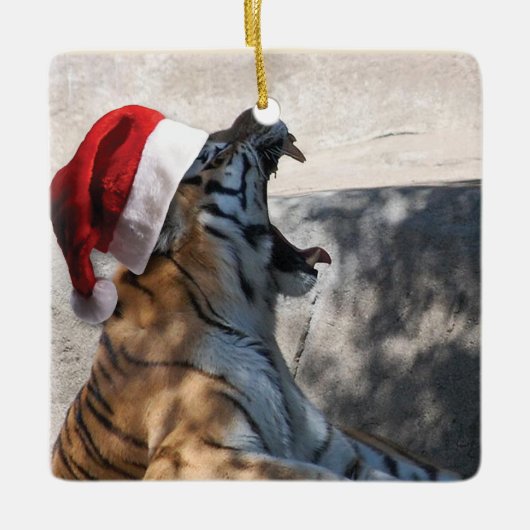 Roaring Tiger Santa Claus Keramikornament (Vorderseite)
