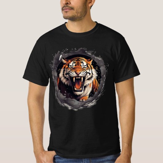 Roaring Tiger T - Shirt im Rauch (Vorderseite)