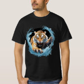 Roaring Tiger T - Shirt in blauen Gewässern (Vorderseite)